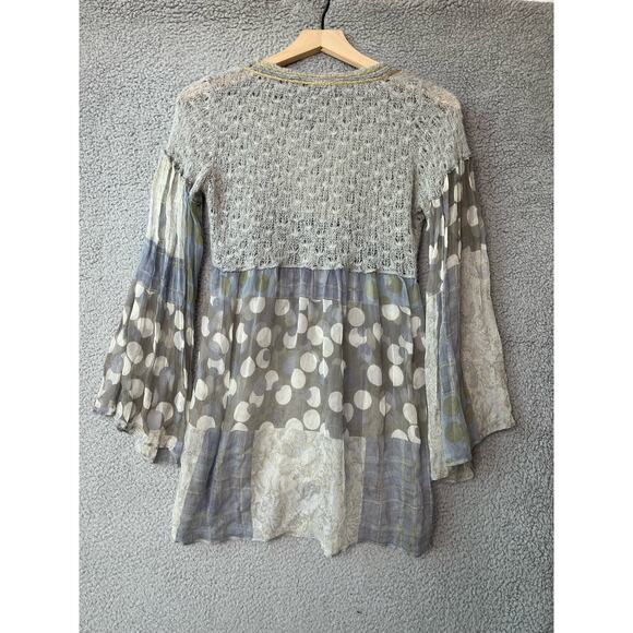 Casting Top Small XS Sheer Sparkle Knit Embroidery Dot Long Sleeve Boho Art - Picture 8 of 16